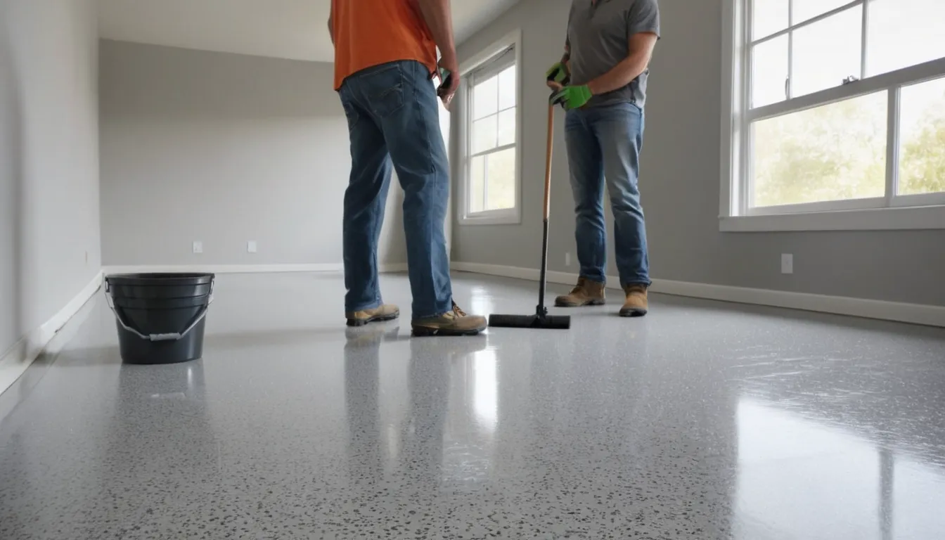Homeowner and a local provider looking over a freshly coated concrete basement floor near Yeadon
